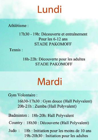 Fete OMS lundi mardi