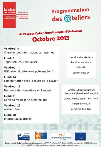 ateliers cyber base octobre 2013