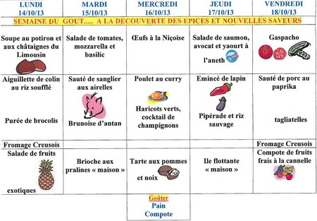 menu semaine du gout