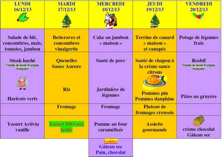 Menu semaine 51