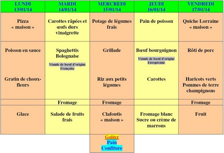 Menu enfants semaine 3