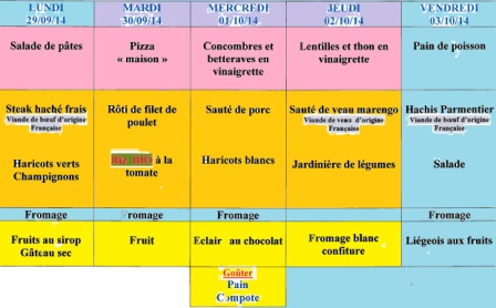 menu semaine 40