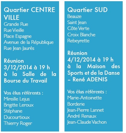 Réunions de quartiers décembre 2014