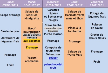 menu semaine 2