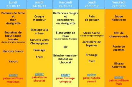 menu semaine 43 CLSH