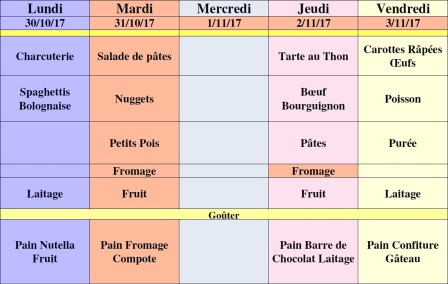 menu semaine 44 CLSH