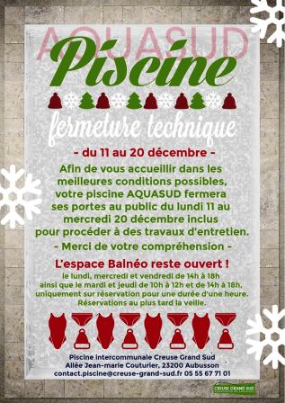 PISCINE fermeture décembre  2017