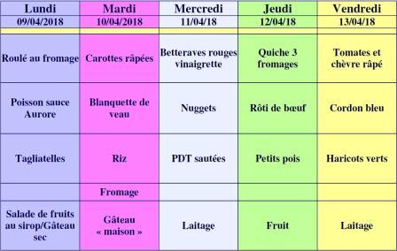 MENU semaine 15