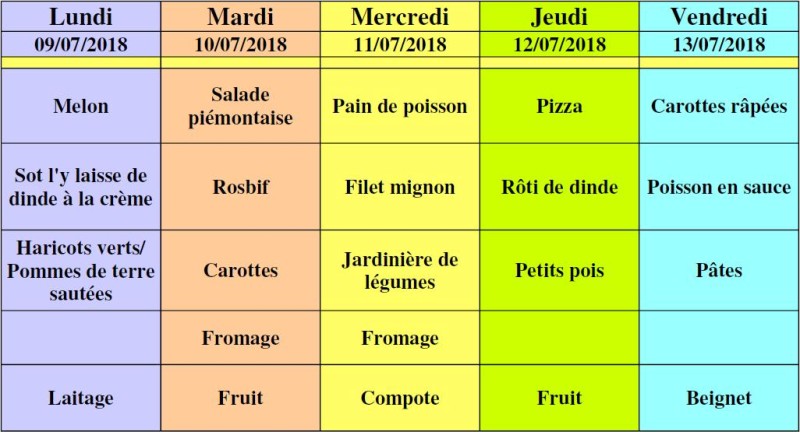 menu CLSH semaine 28