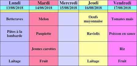 Menu ALSH semaine 33