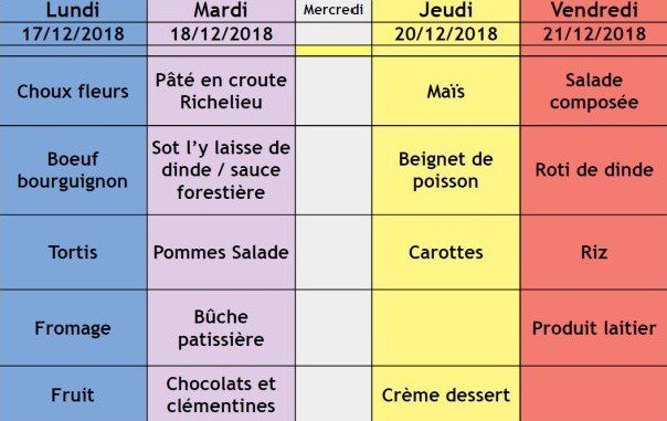 menu semaine 51