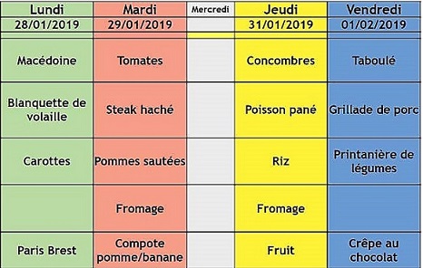 menu cantine semaine 5