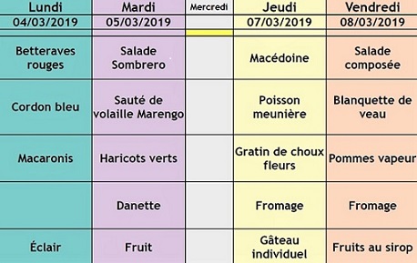 menu semaine 10