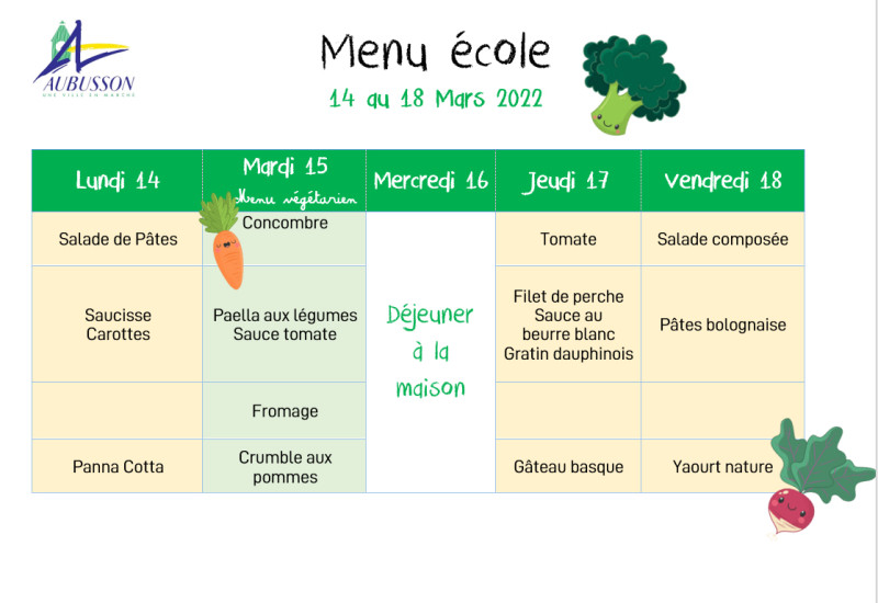 menu 14 mars