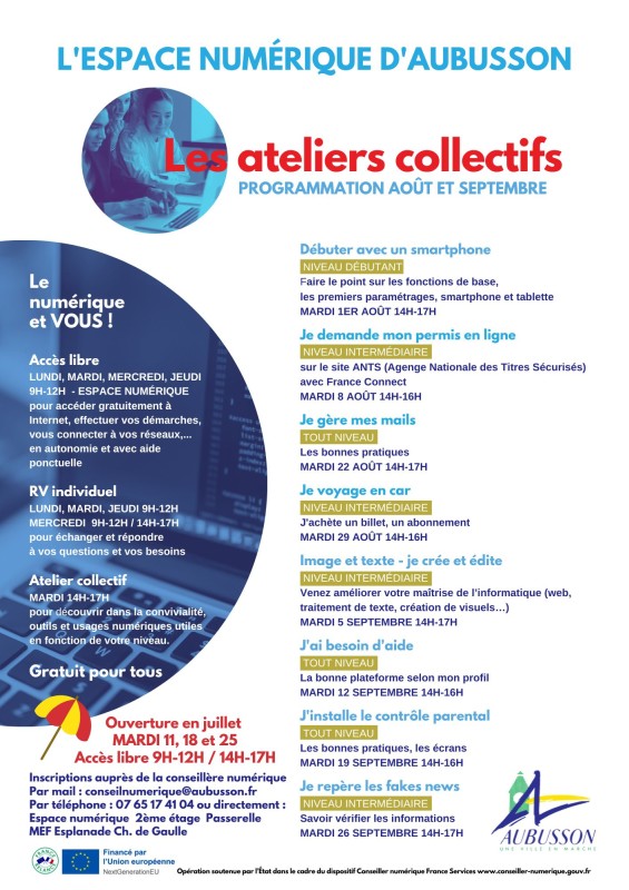 Ateliers numériques programme été 2023