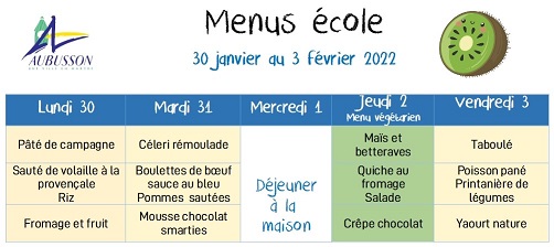 menu 30 janvier 3 février 2023