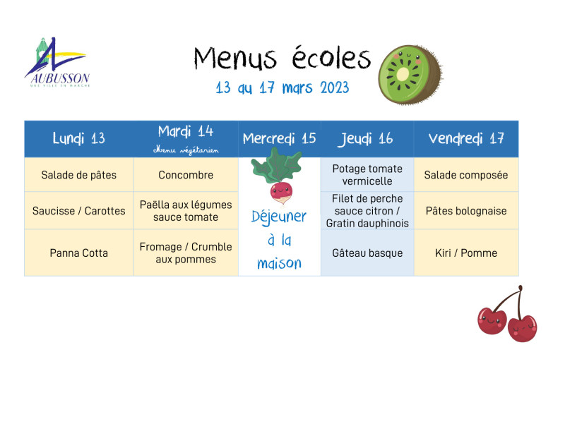 Microsoft Word - menus écoles semaine 13 au 17 mars 2023