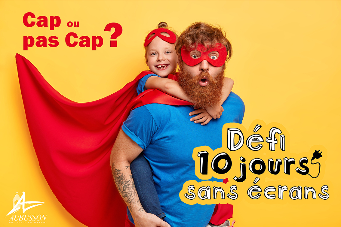 Superheroes team ready to save our world. Little kid girl rides back of her father superhero, pretend flying, wears red cape, special mask, isolated on yellow background. Success, motivation, win