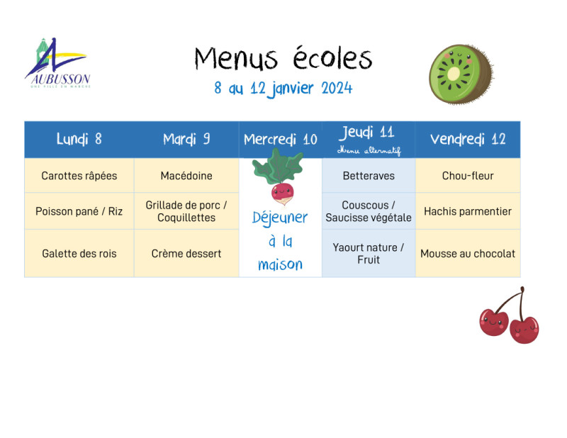 Microsoft Word - menus écoles semaine  8 au 12 janvier 2024