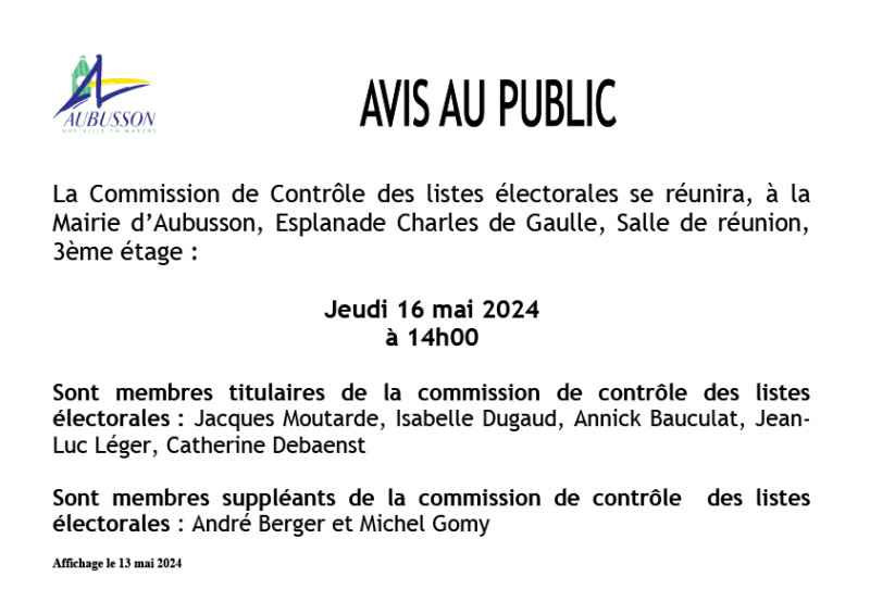 commission de controle des listes électorales 16 mai 2024