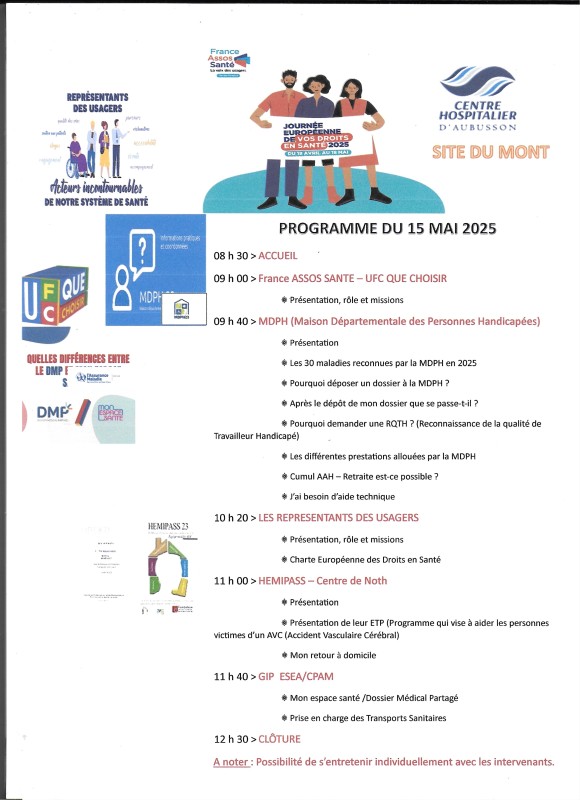 Journée européenne des vos droit en santé - Hopîtal du Mont