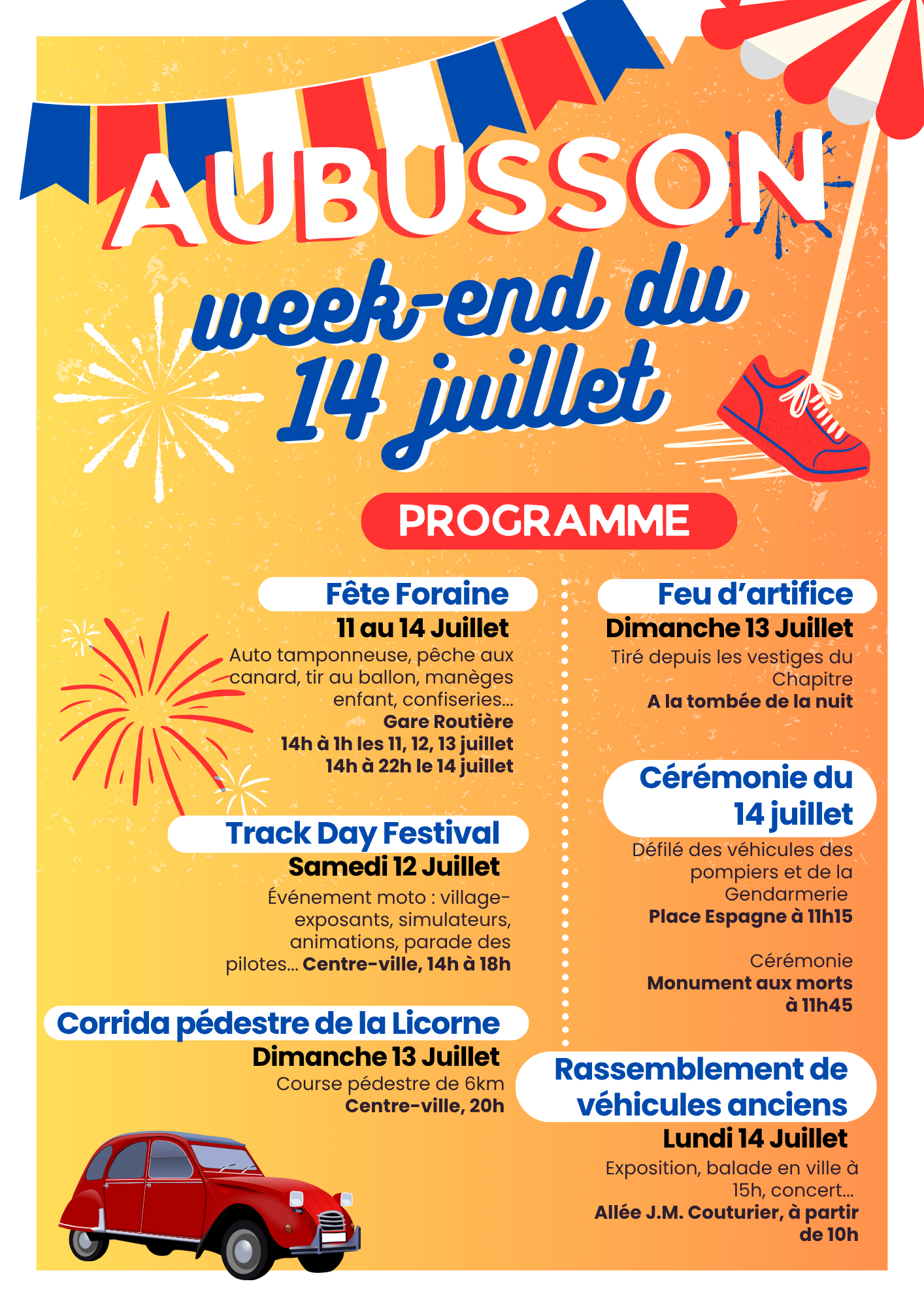 Affiche Evénement week-end 14 juillet Aubusson